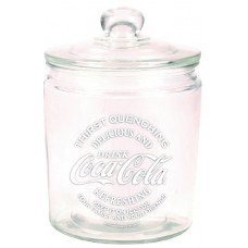 Glass Cookie Jar 'Delicious and Refreshing' white logo